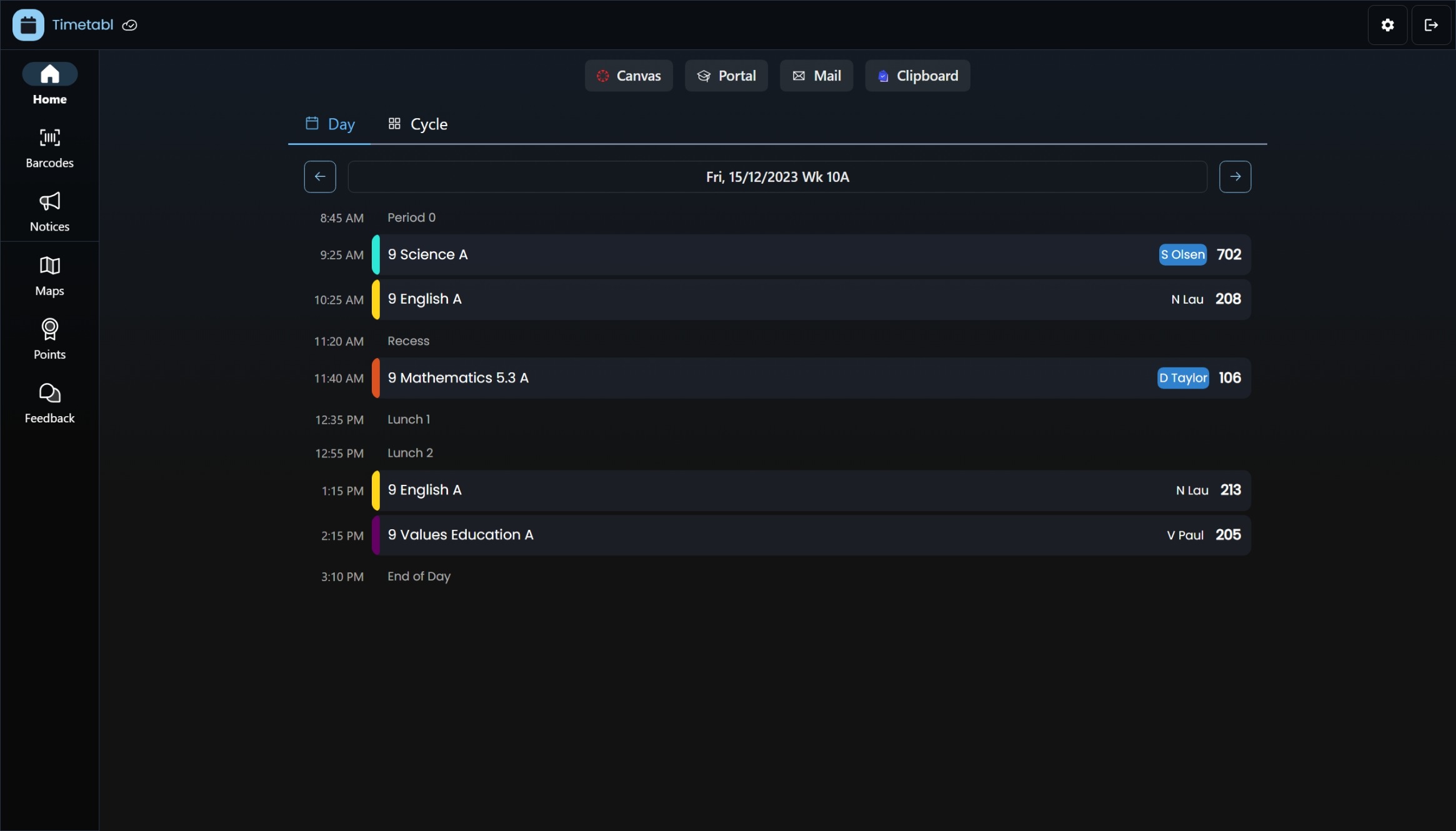 A screenshot of the Timetabl home page.